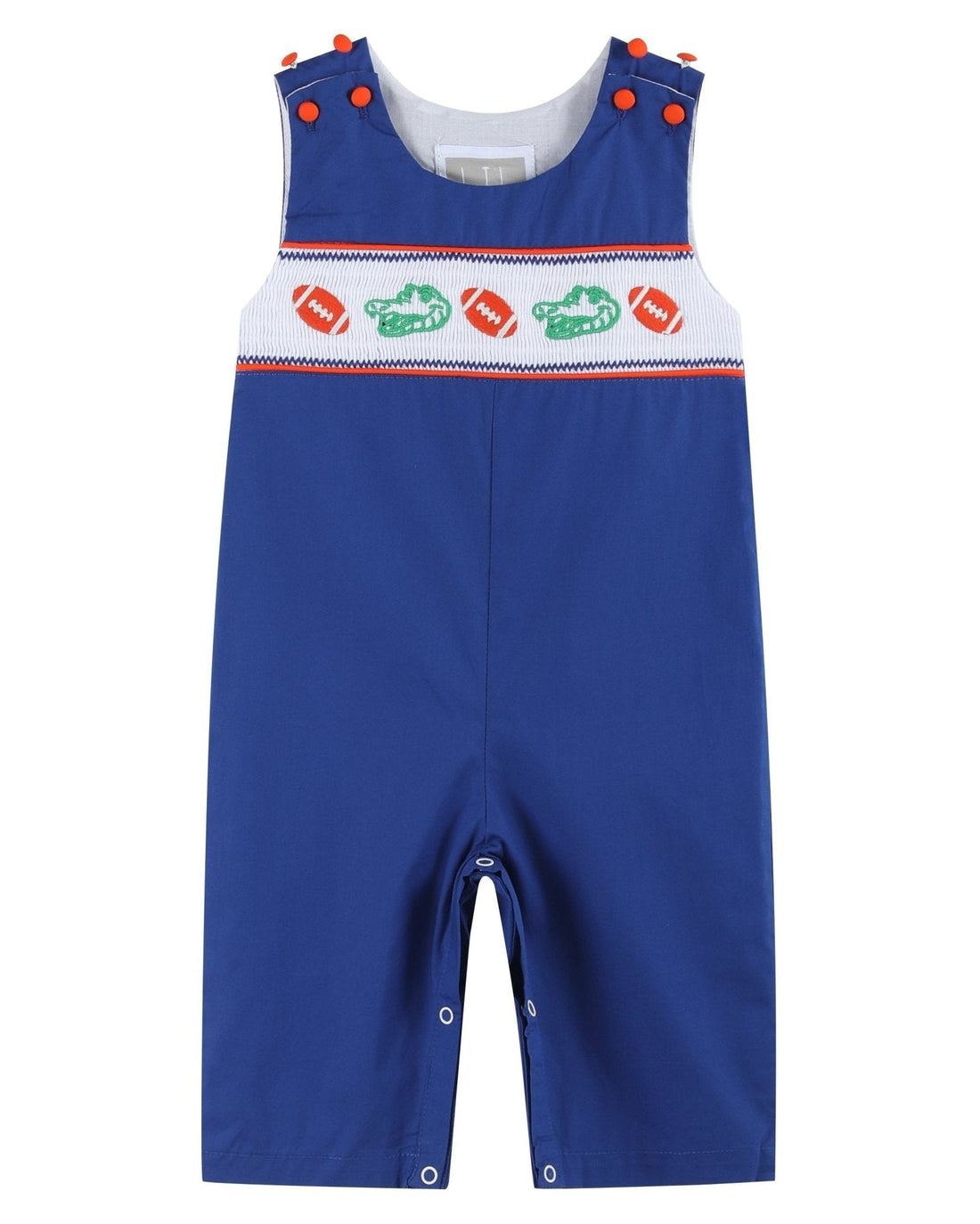Blue and Orange Football Smocked Longalls