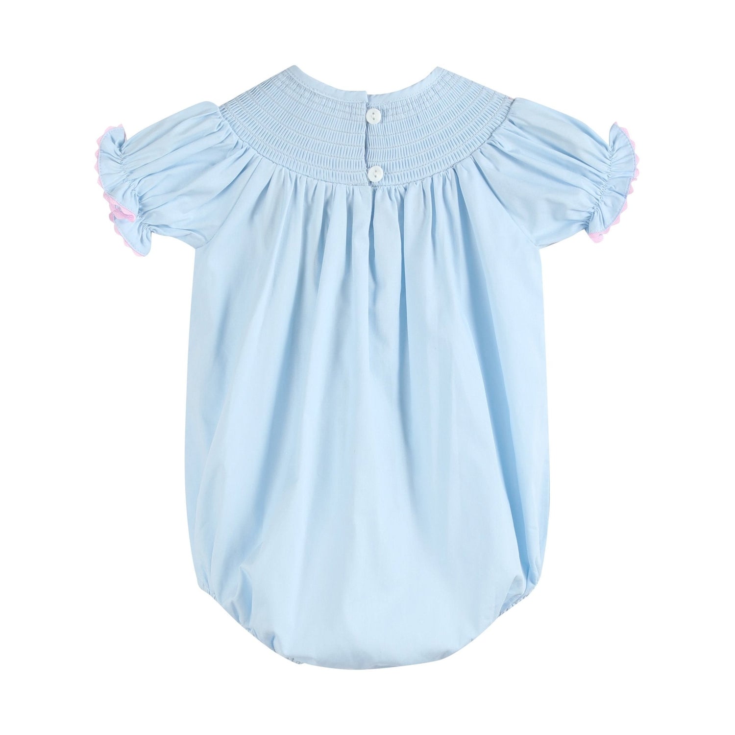 Blue and Pink Bow Smocked Romper