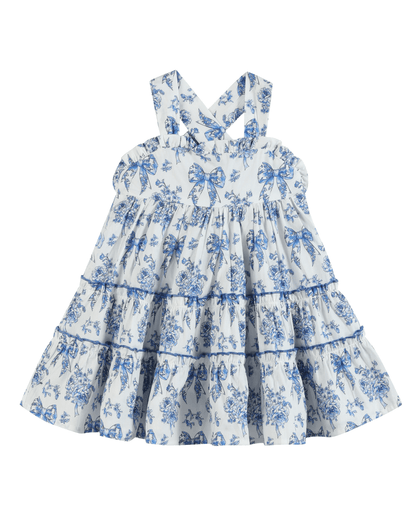 Blue and White Print Layered Sundress