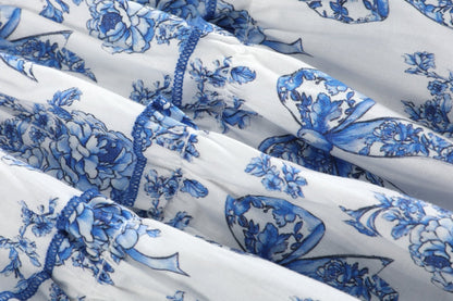 Blue and White Print Layered Sundress