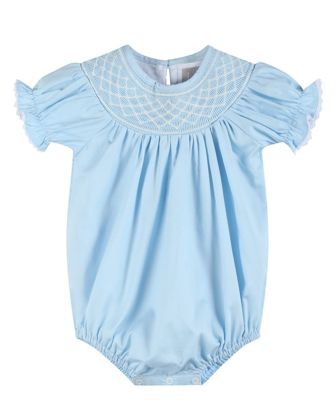 Blue and White Smocked Bubble Romper