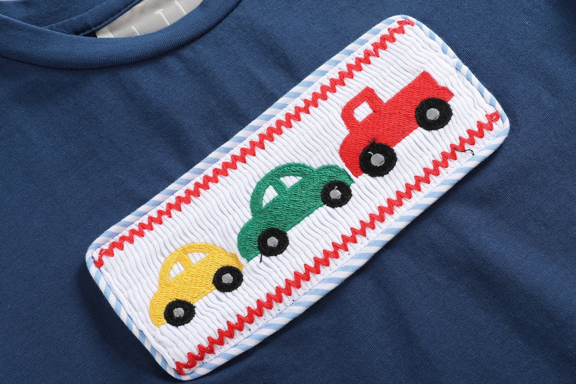 Blue Car Smocked T-Shirt and Shorts 2 pc. Set