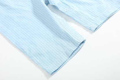 Blue Gingham Train Smocked Overalls