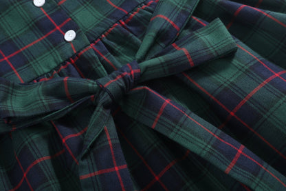 Blue, Green Red Plaid Smocked Collared Dress