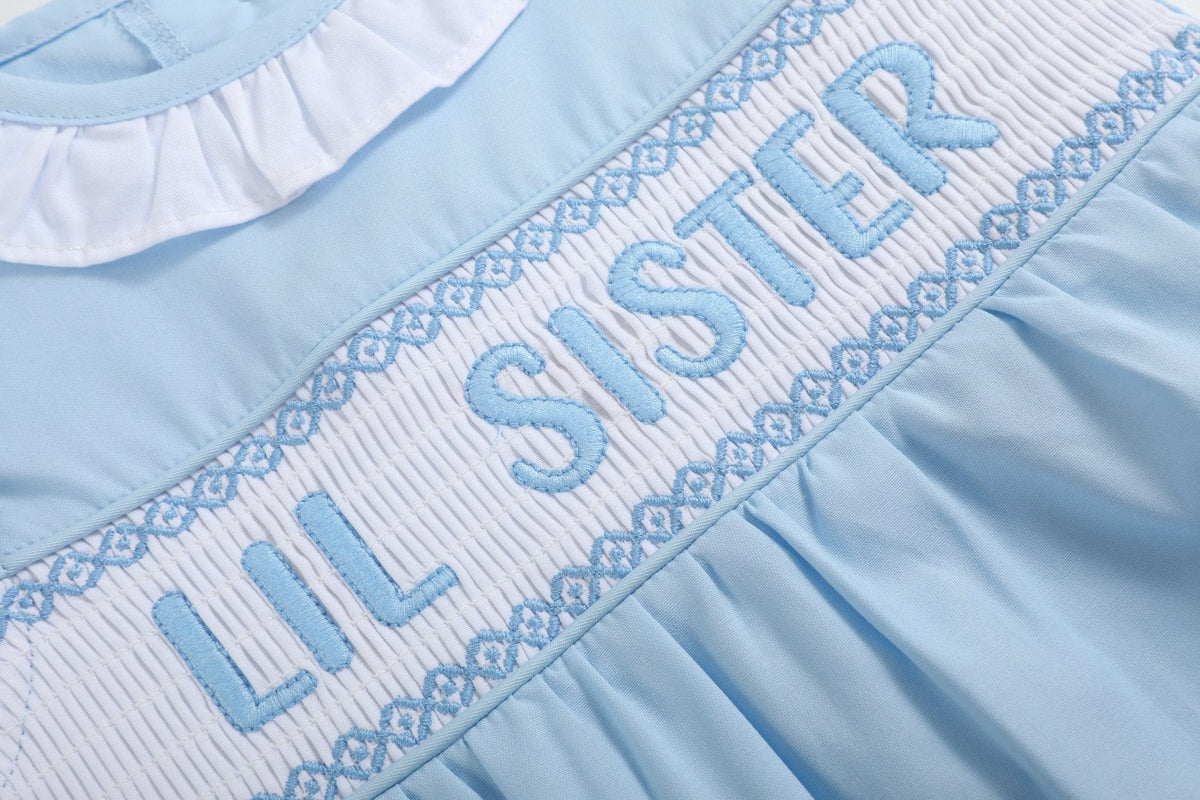 Blue Lil Sister Smocked Romper