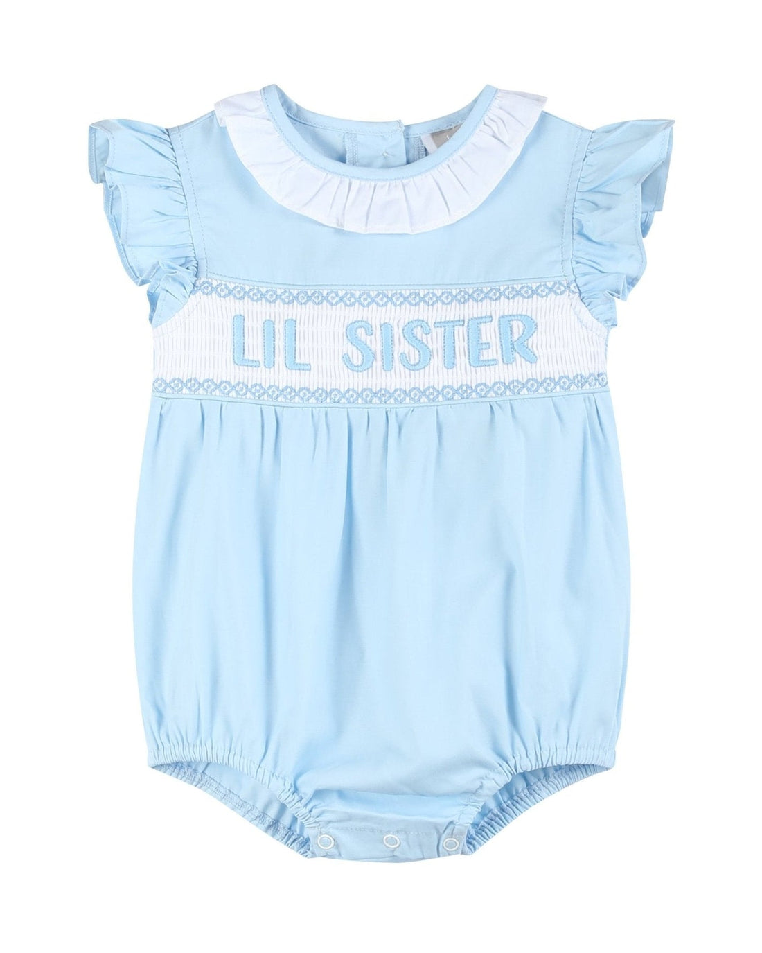 Blue Lil Sister Smocked Bubble Romper