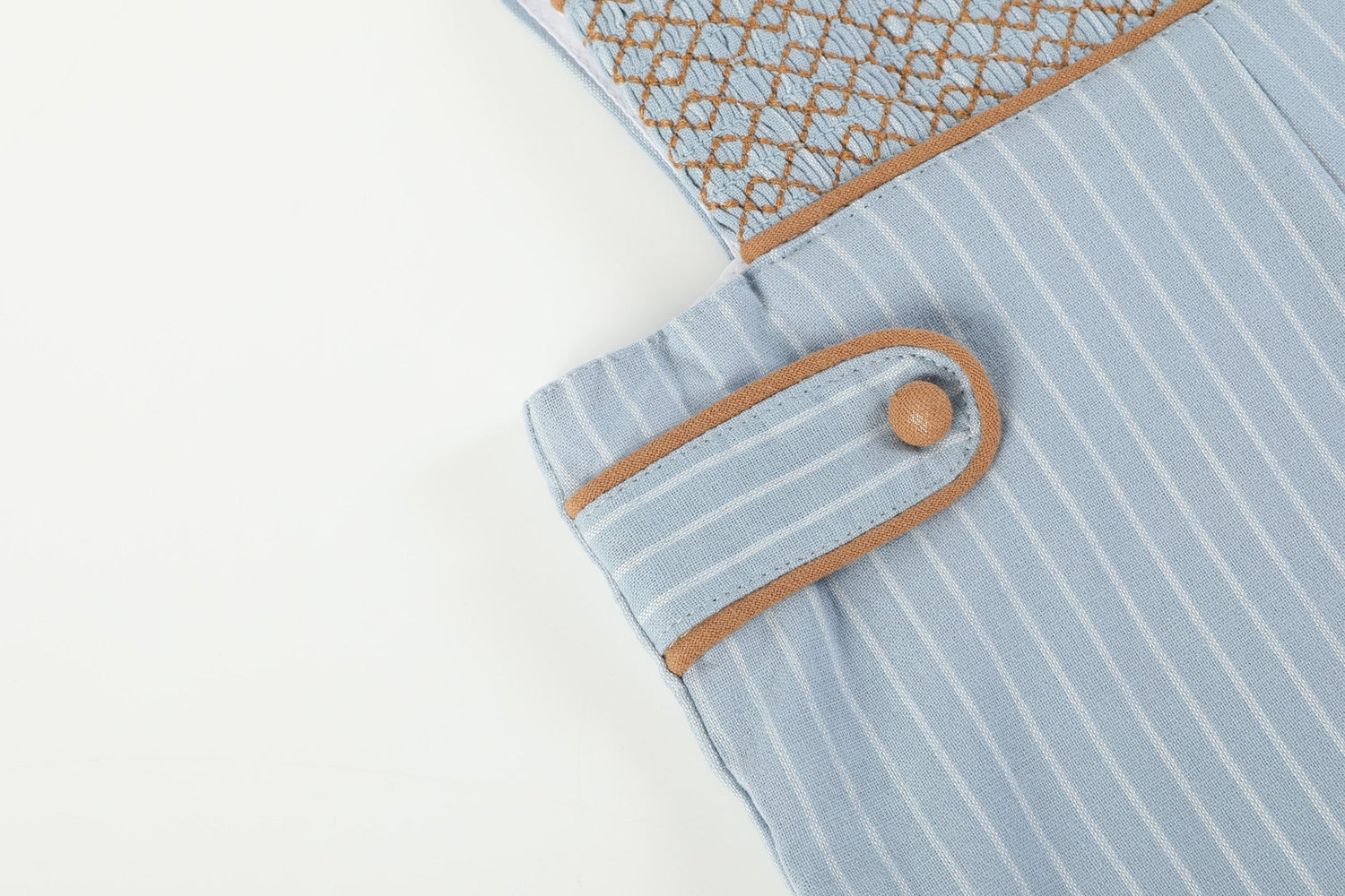 Blue Pinstripe Brown Smocked Jon Jons