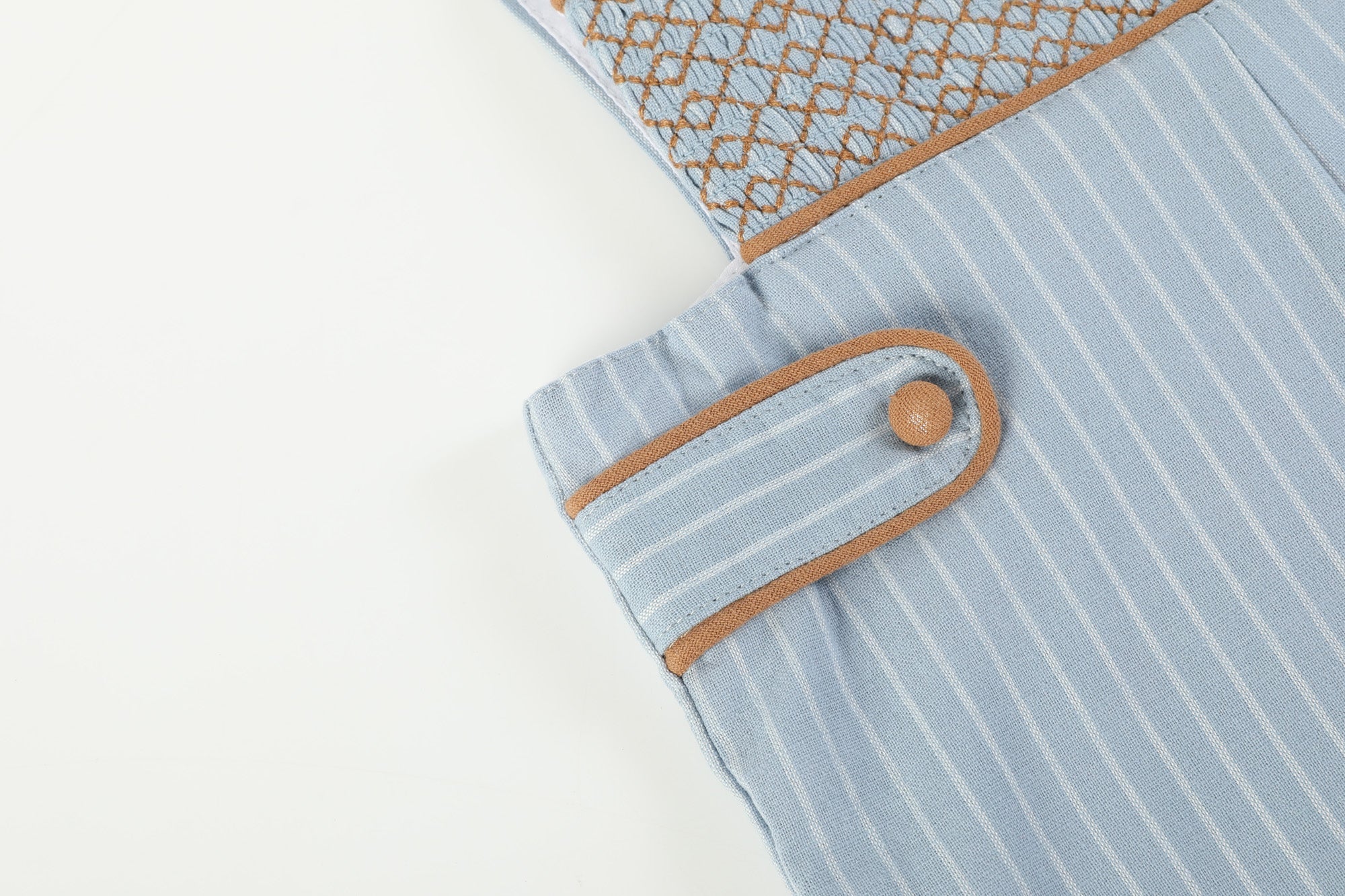 Blue Pinstripe Brown Smocked Jon Jons