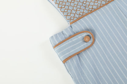 Blue Pinstripe Brown Smocked Jon Jons
