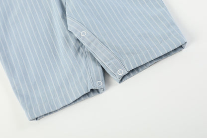 Blue Pinstripe Brown Smocked Jon Jons