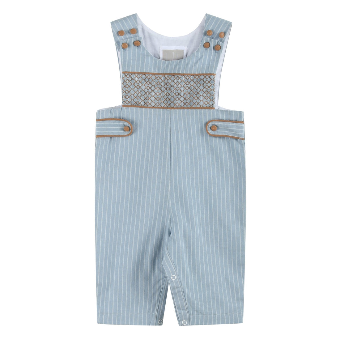 Blue Pinstripe Brown Smocked Jon Jons