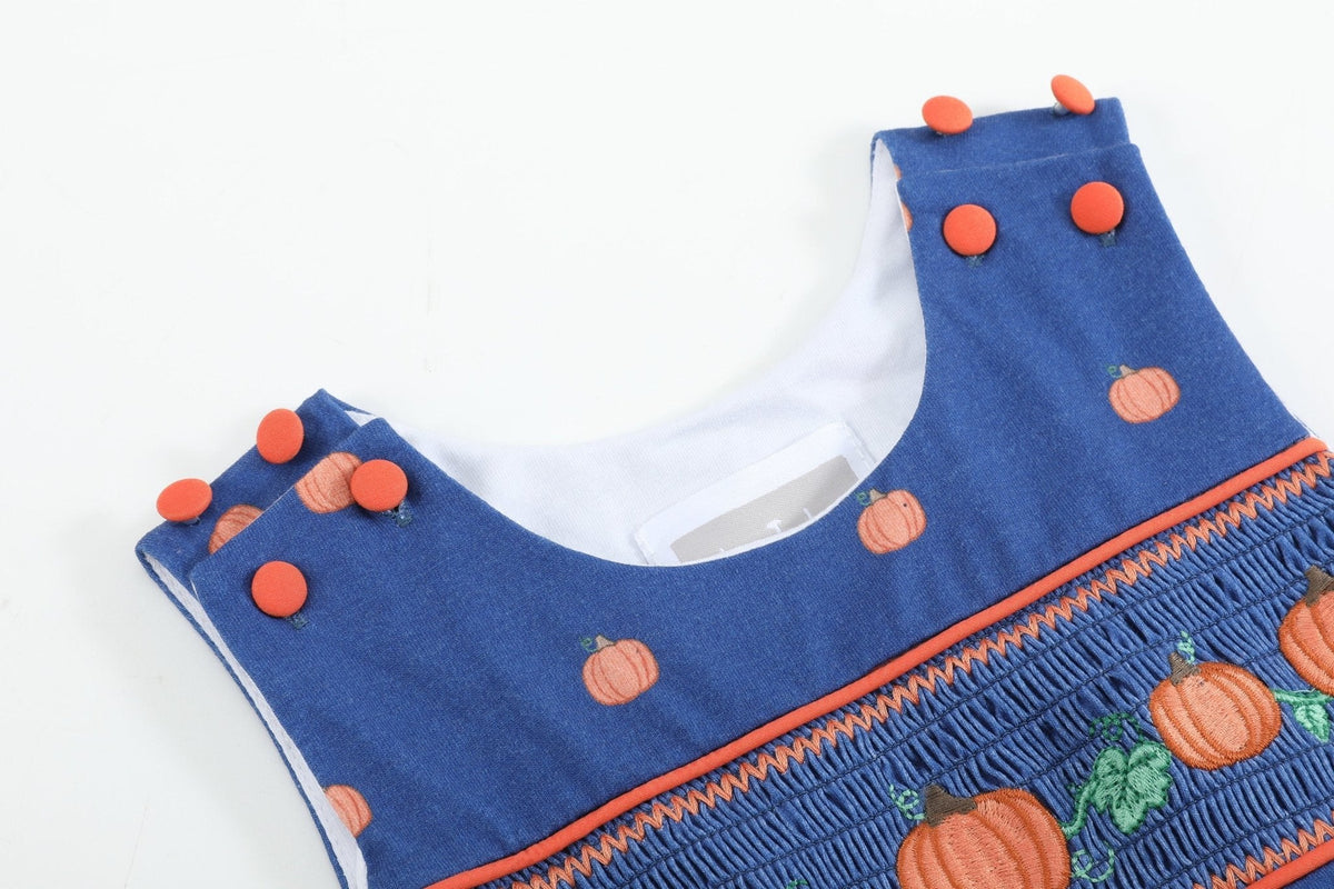 Blue Pumpkin Print Knit Smocked Longall