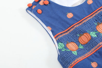 Blue Pumpkin Print Knit Smocked Longall