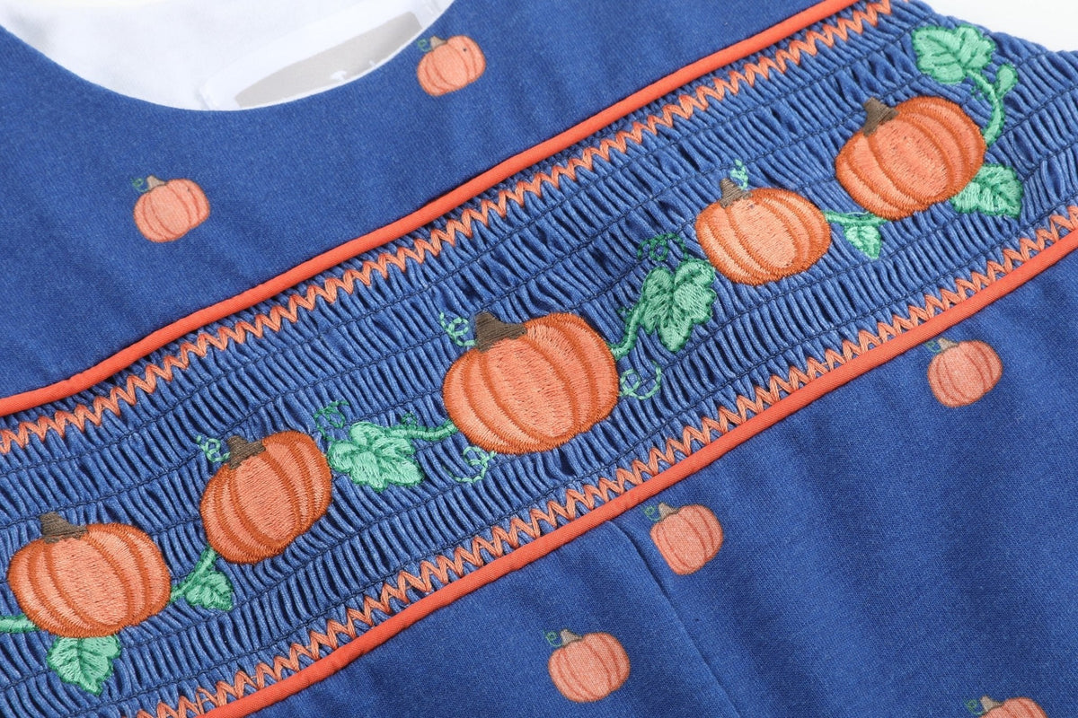 Blue Pumpkin Print Knit Smocked Longall