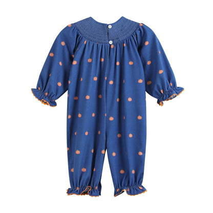 Blue Pumpkin Print Knit Smocked Playsuit