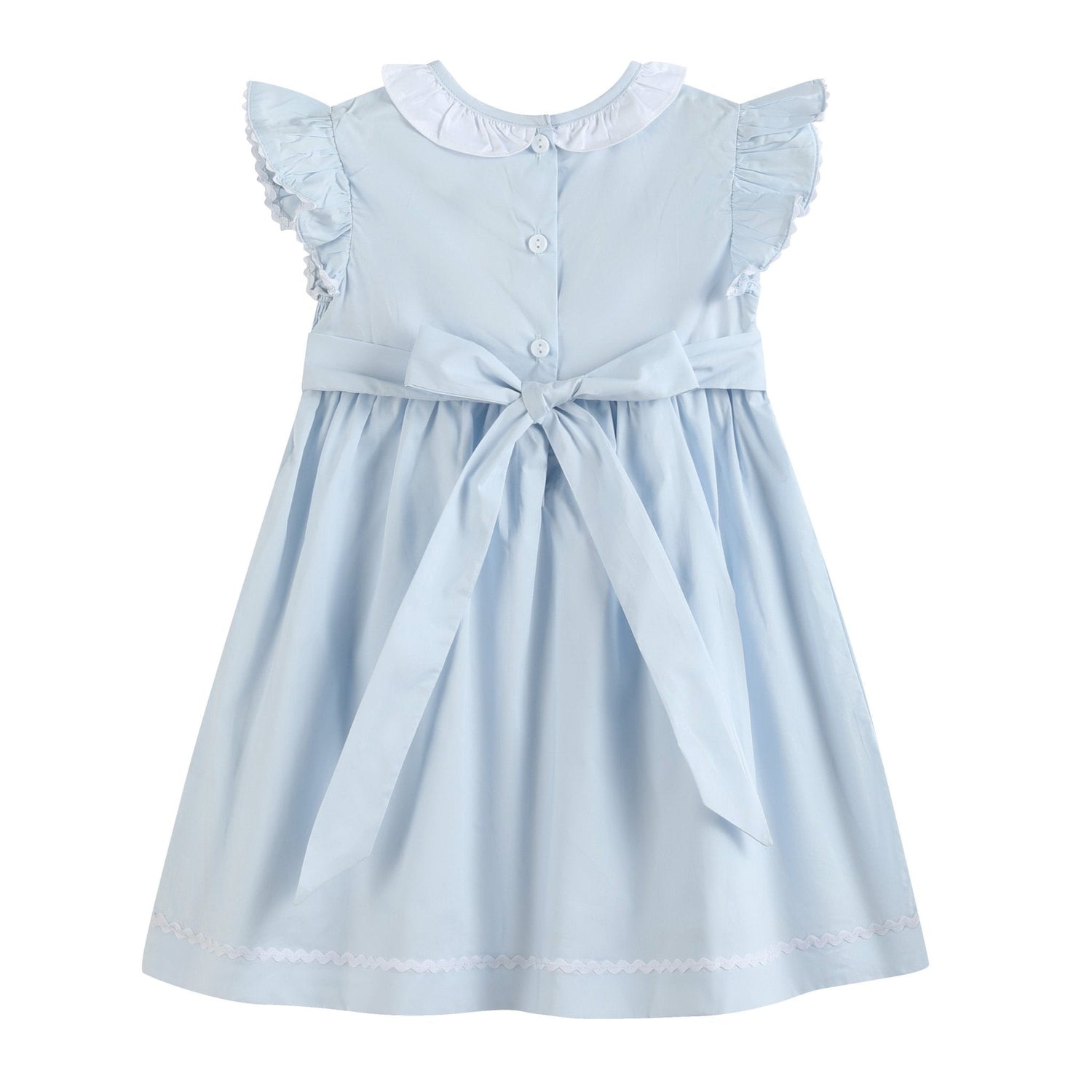 Blue Ruffled Crosses Smocked Dress