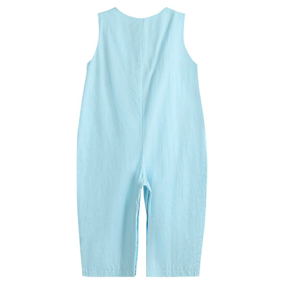 Blue Santa Smocked Overalls