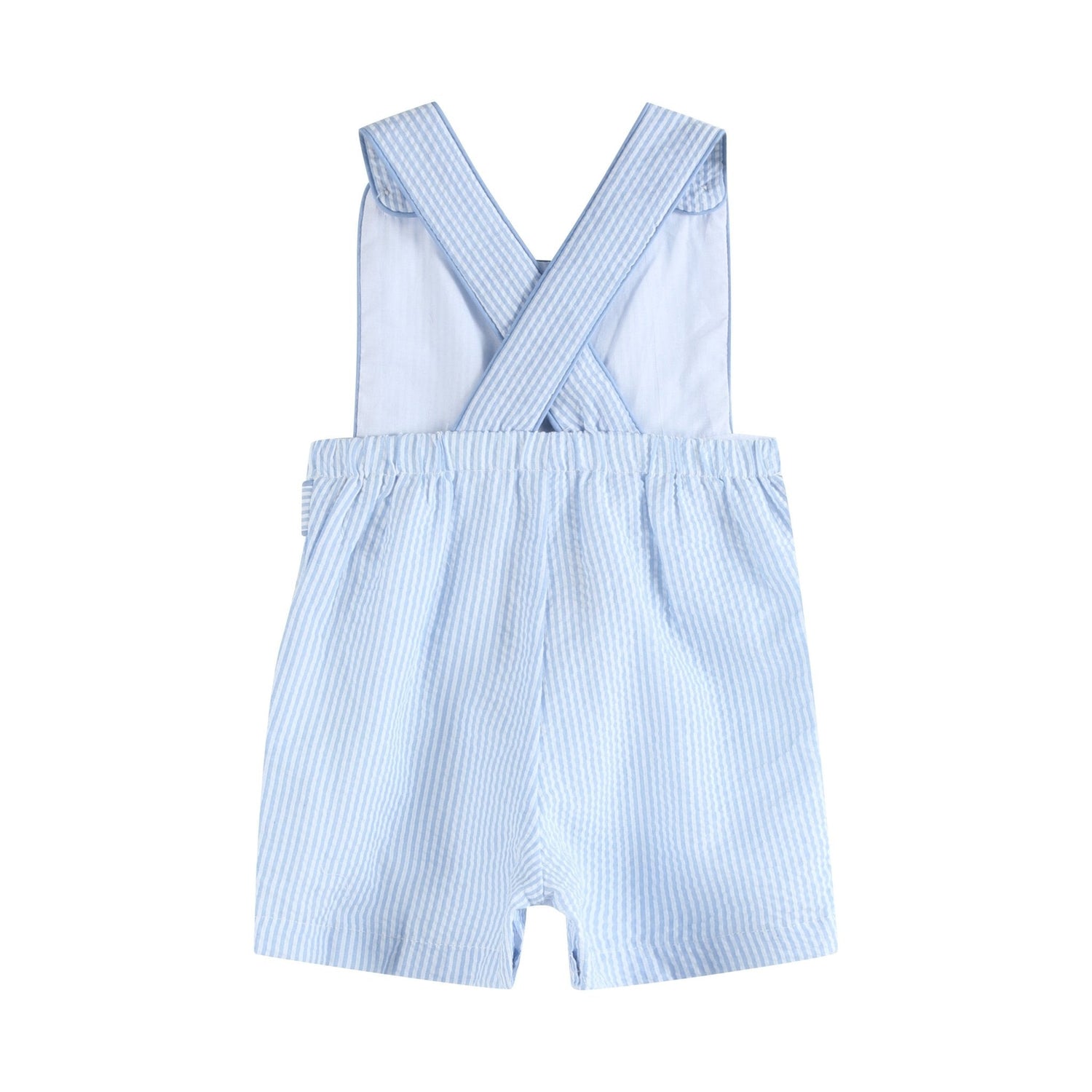 Blue Seersucker Bunny Shortalls