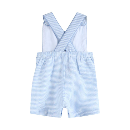 Blue Seersucker Bunny Shortalls