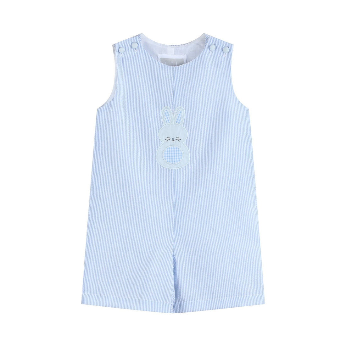 Blue Seersucker Gingham Bunny Shortall