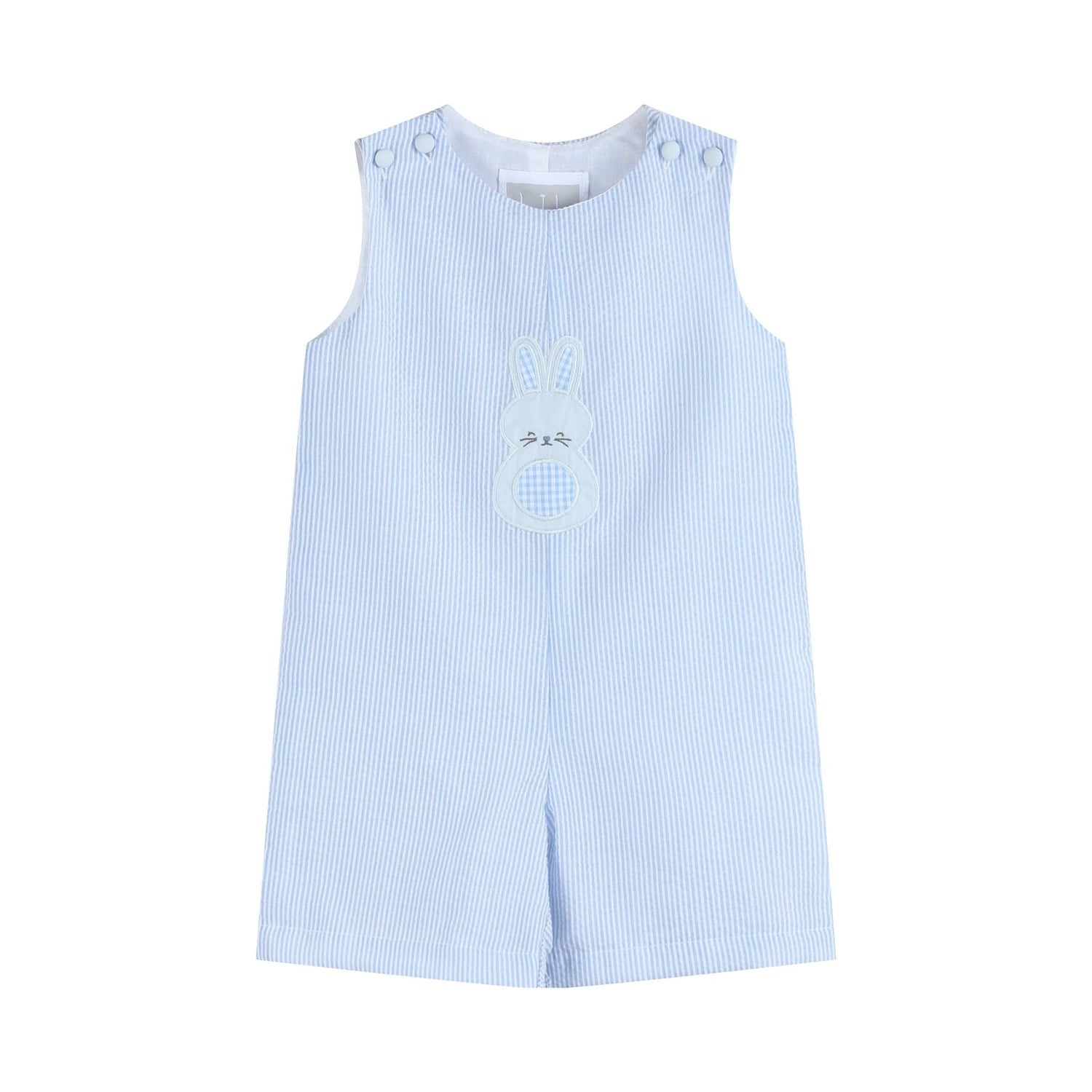 Blue Seersucker Gingham Bunny Shortall