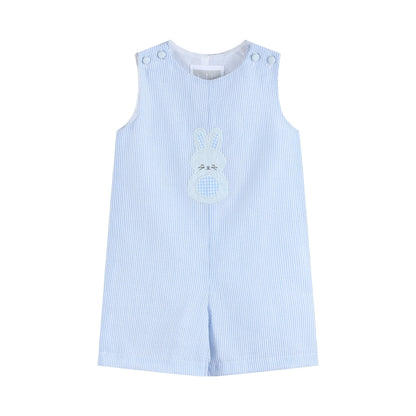 Blue Seersucker Gingham Bunny Shortall