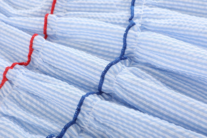 Blue Seersucker USA Flag Layered Sundress