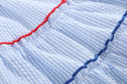 Blue Seersucker USA Flag Layered Sundress