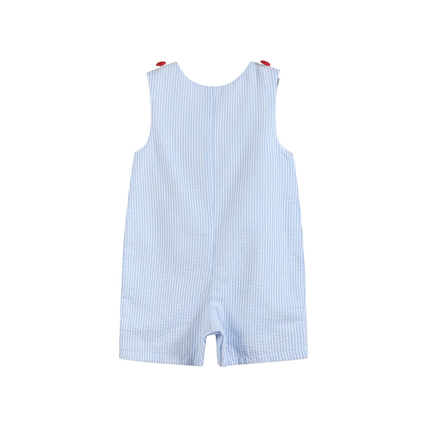 Blue Seersucker USA Flag Shortalls