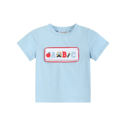 Blue Smocked ABC School Shirt and Shorts Set
