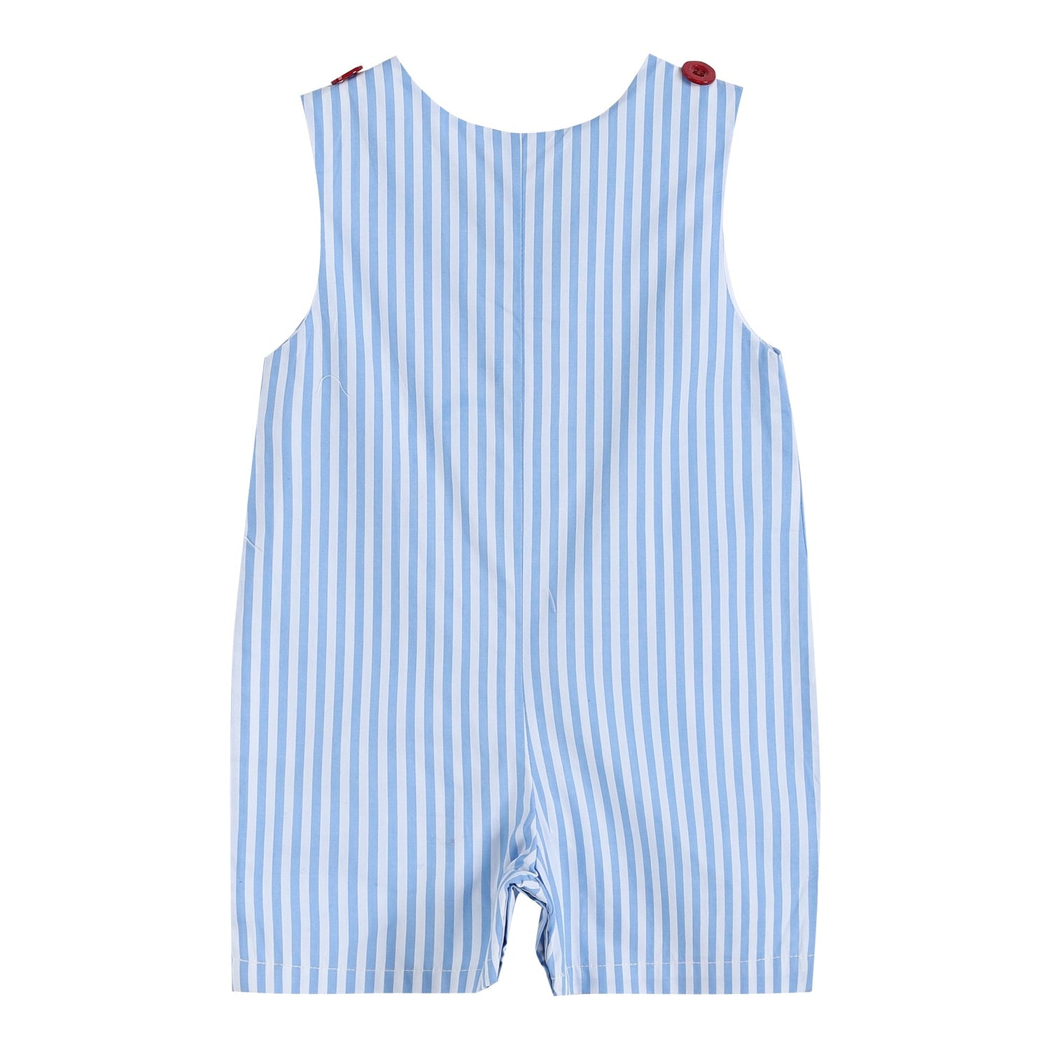 Blue Striped Crawfish Applique Shortalls