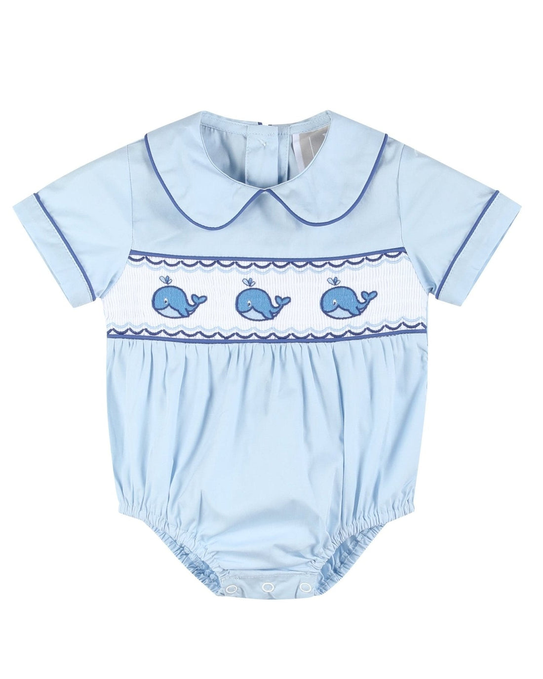 Blue Whale Smocked Collared Bubble Romper