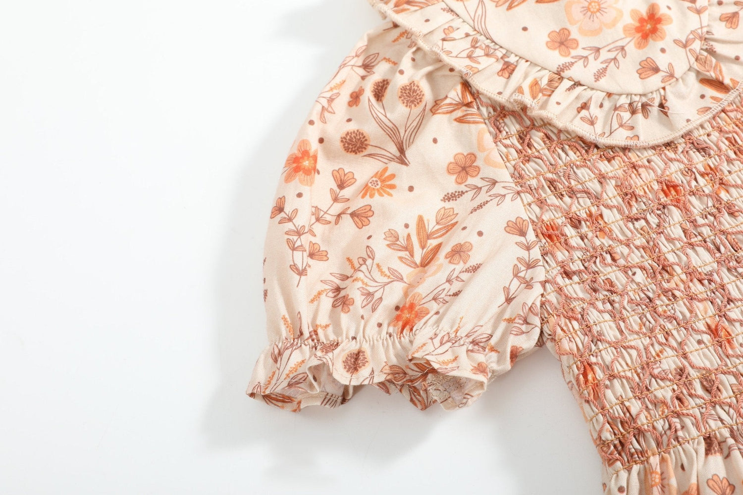 Brown Floral Collared Dress