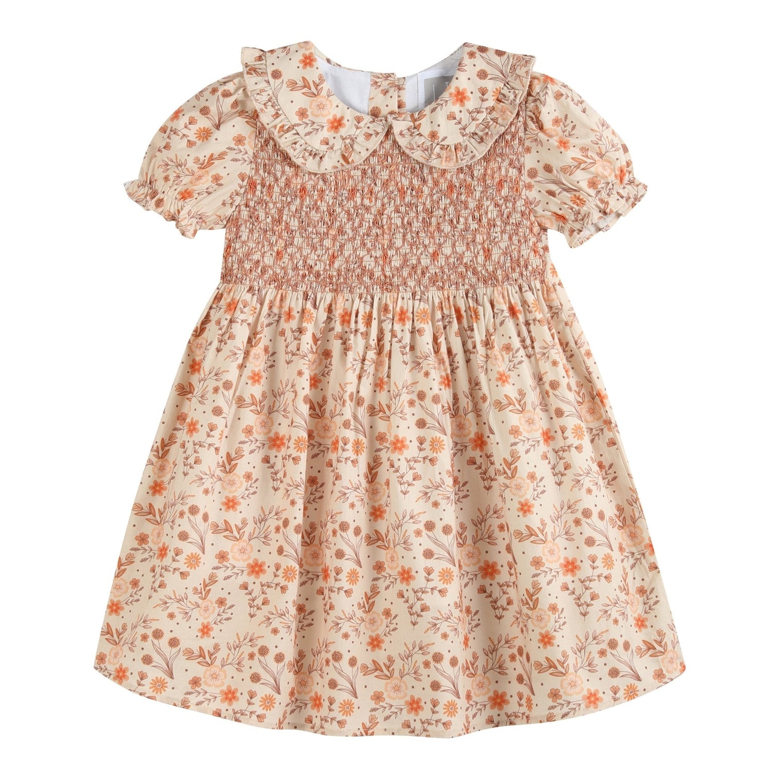 Brown Floral Collared Dress