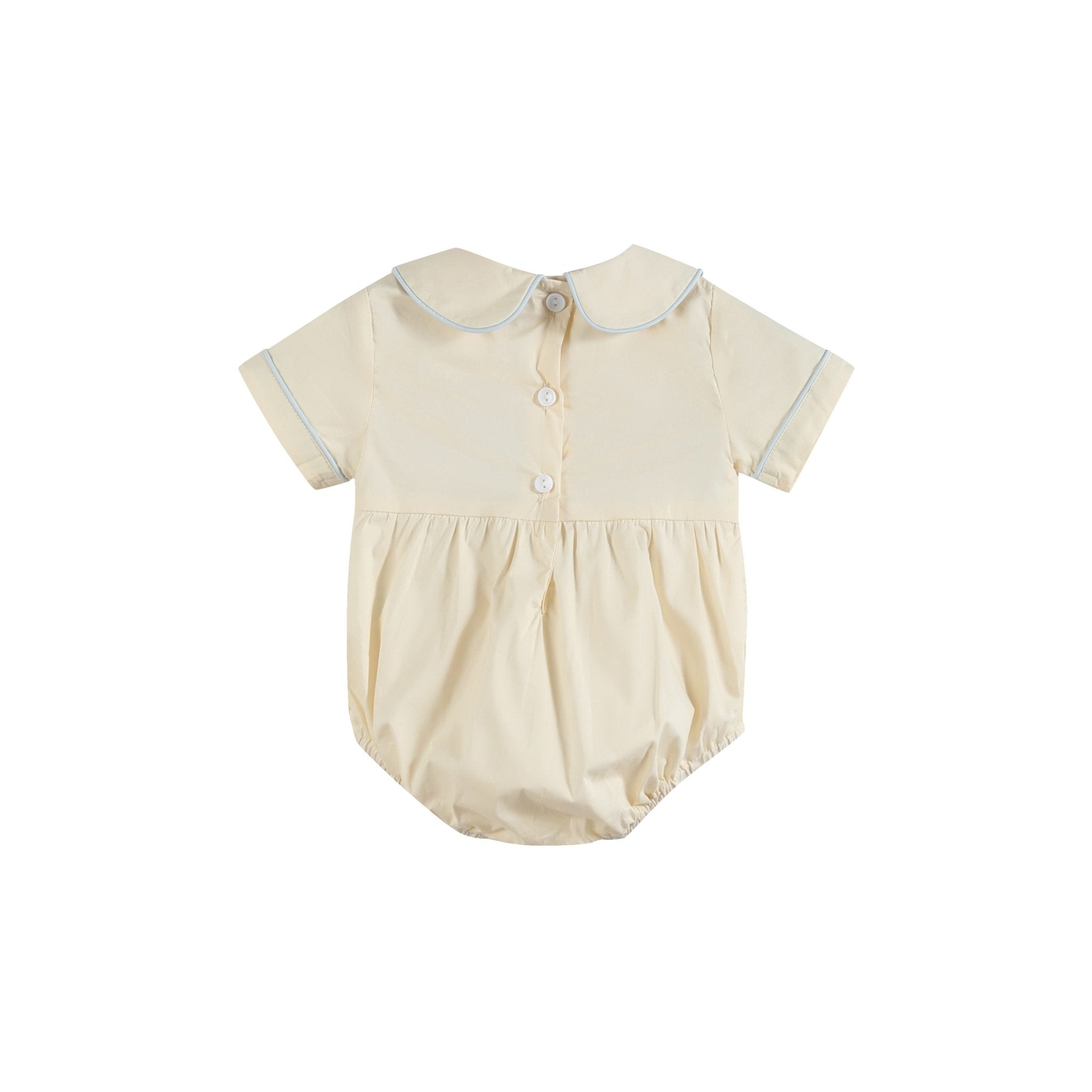Buttercream Yellow Whale Smocked Collared Romper