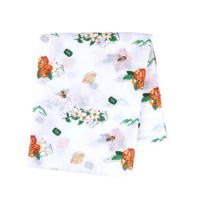 North Carolina Baby (Floral): Muslin Cotton Baby Swaddle