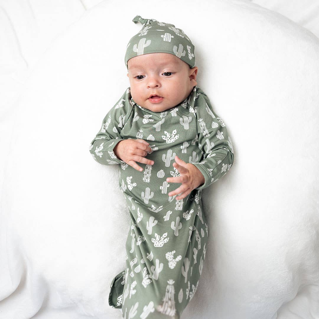 Cactus Bamboo Newborn Gown and Hat Baby Gift Set - Gathering Littles