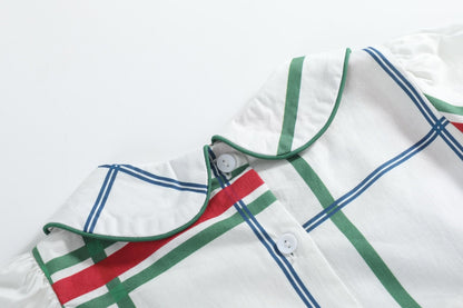 Christmas Plaid Smocked Collar Dress
