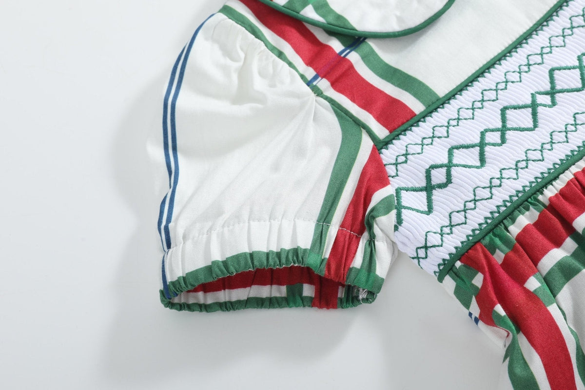Christmas Plaid Smocked Collar Dress