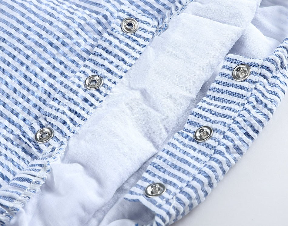 Classic Dark Blue Seersucker Bubble Romper