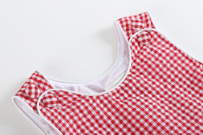 Classic Red Seersucker Bubble Romper