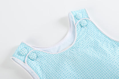 Classic Turquoise Seersucker Bubble Romper