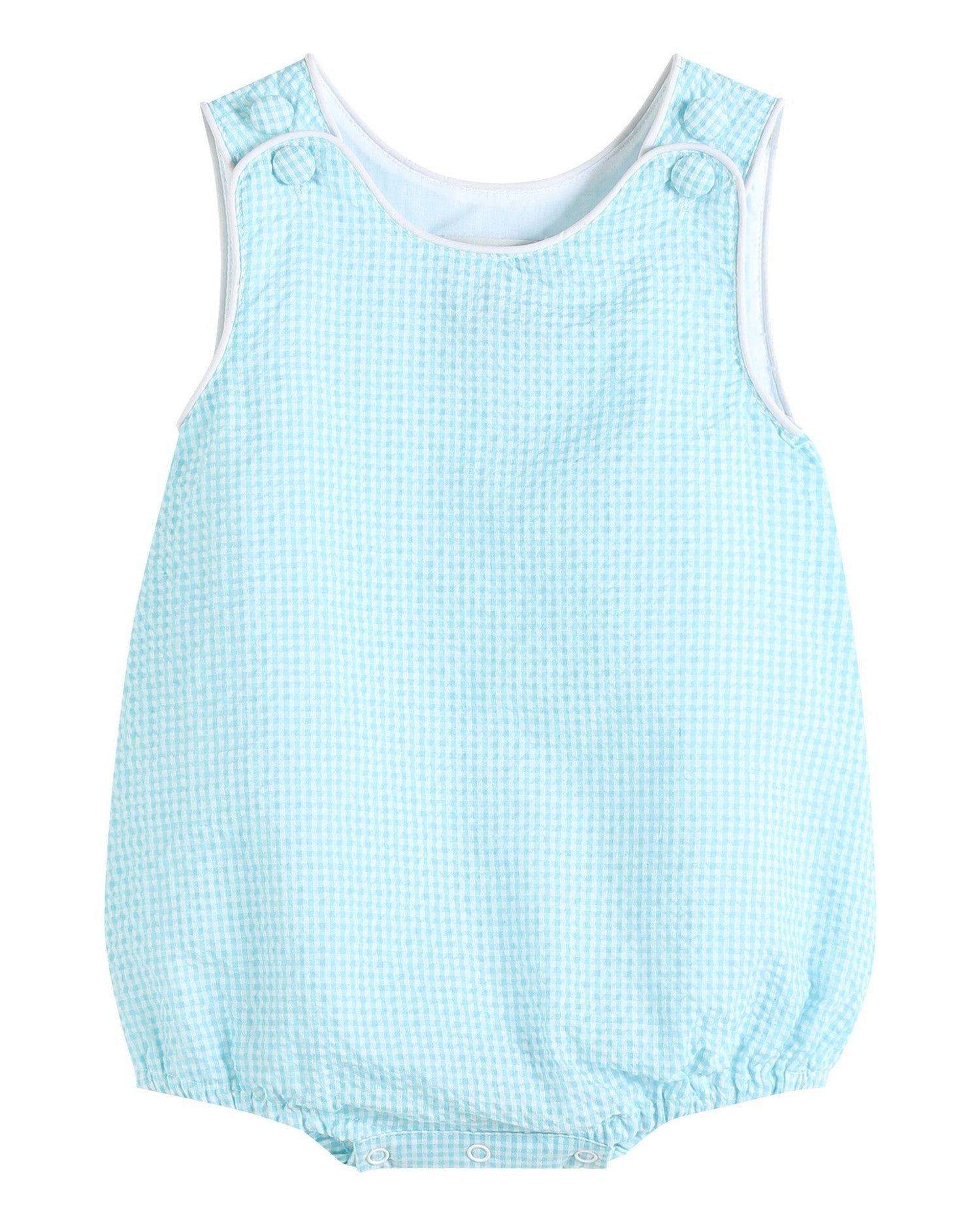 Classic Turquoise Seersucker Bubble Romper