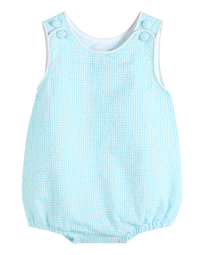 Classic Turquoise Seersucker Bubble Romper
