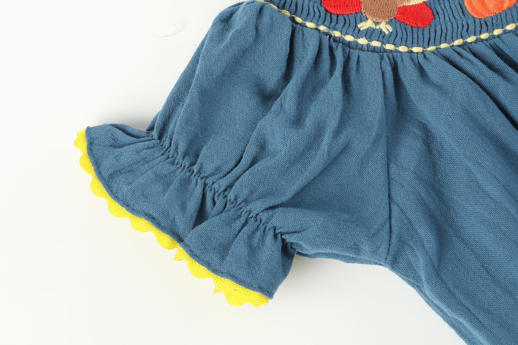Cobalt Blue Turkey Smocked Bubble Romper