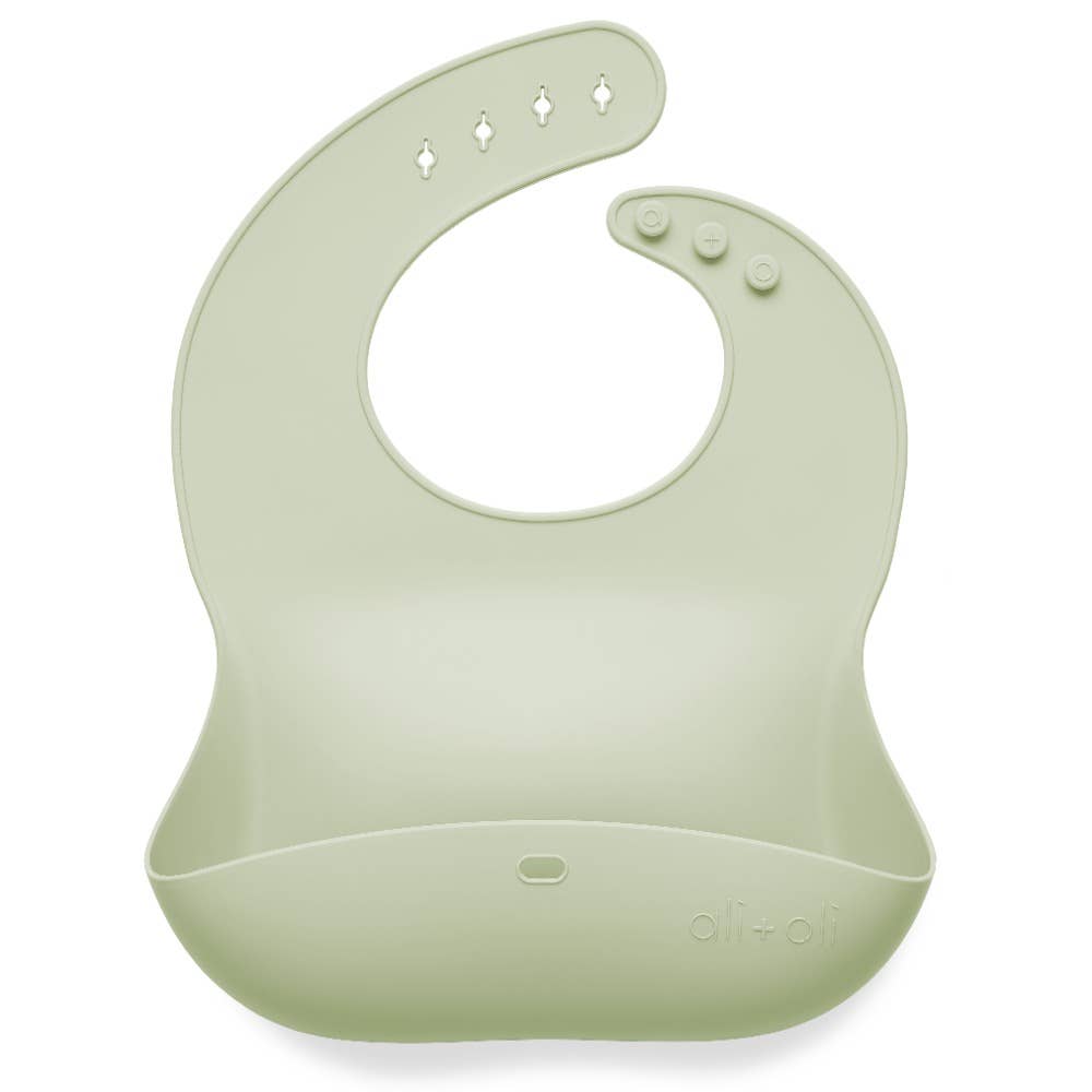 Silicone Baby Bib Roll Up &amp; Stay Closed (Light Sage)