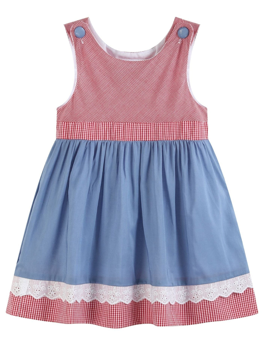 Denim Look and Red Gingham A-Line Dress