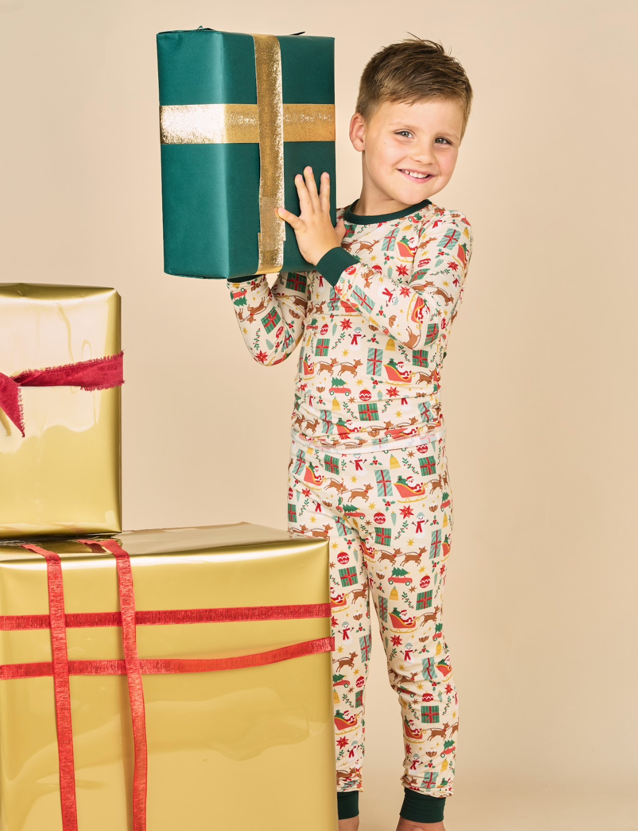 Holiday Vintage Christmas Bamboo Kids Pajamas Toddler Set