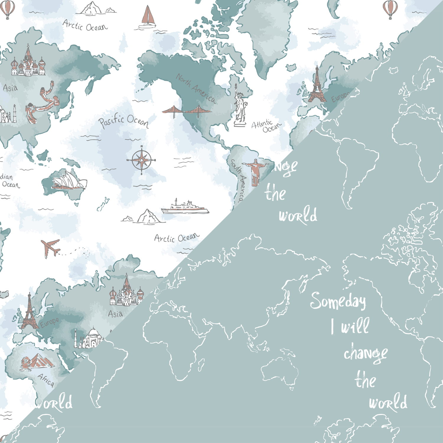 World Map + Someday Oh-So-Soft Muslin Swaddle Blanket Set