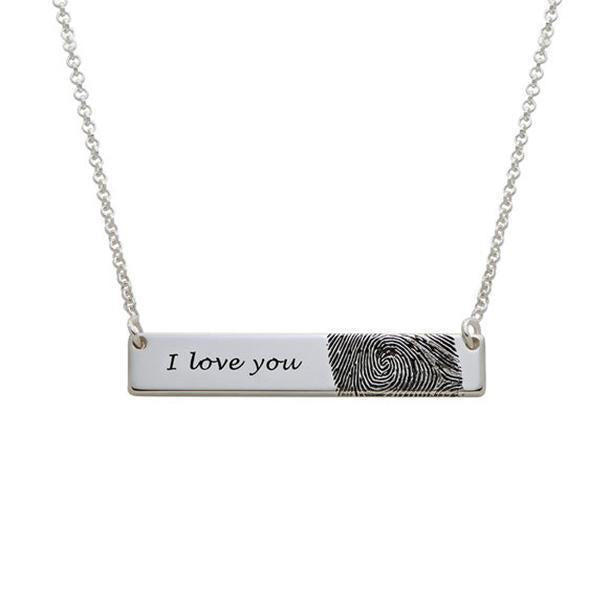 Silver Creative Jewelry Horizontal Card Necklace Engraved Letters - Gathering Littles